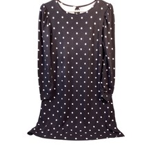 Old Navy Womens Black White Polka Dot Long Sleeve Shift Dress Size M Puff Sleeve