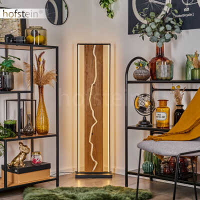 Holz schwarz Boden Steh Lampe Leuchte LED Schlaf Wohn Zimmer Beleuchtung modern