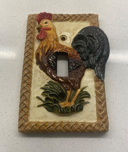 Single Light Switch Cover Rooster Ceramic Country Cottage