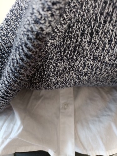 TOPSHOP Grey Knit Rib Trim Sweater+ insert Tie Back Collar Button White Shirt 12 - Picture 14 of 14