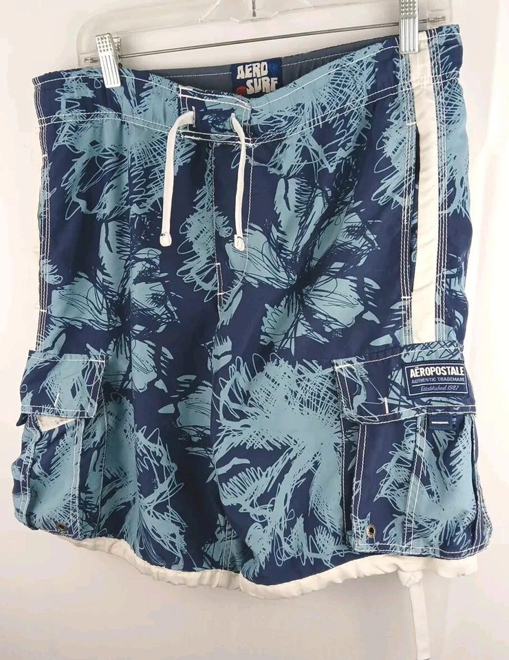 Pantalones Cortos Aeropostale Para Hombres Aero Surf Tabla Bañador Estampado Hawaiano Talla X Pequeño  Foto 2 de 4