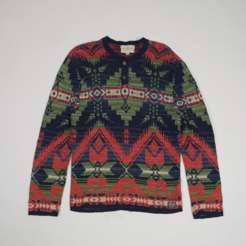 Ralph Lauren Denim & Supply Aztec Navajo Knitted Henley Sweater Sweatshirt M - Bild 1 von 6