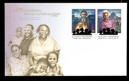 🍁2009 Black History Month 2 x 54 cents stamps, FDC Canada