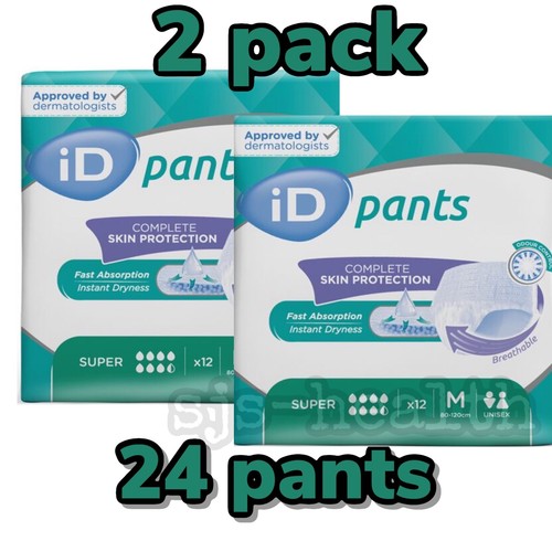 iD Pants Super Medium, Case Saver 2 Packs of 12 Pull Up Incontinence
