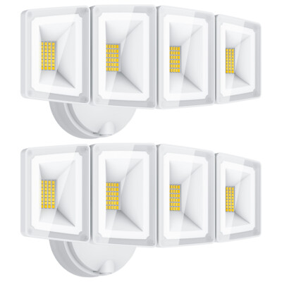 100W 4 Head LED Security Light 10000LM Exterior Flood Light Wall Switch IP65