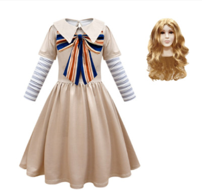 Kids M3GAN Megan Cosplay Kleid Perücke Kostüm Halloween Karneval Anzug