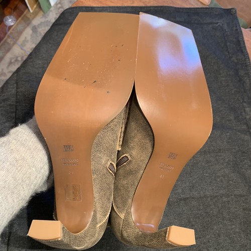 KNWLS Italy HELLZ ANKLE BOOT BOOTIES Curved Heel Square Toe Brown LEATHER 41 11 - Picture 12 of 24