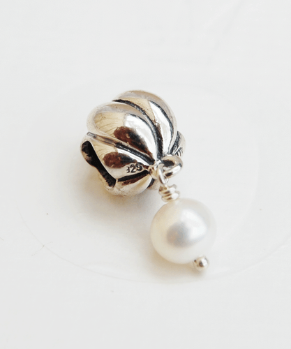 Genuine Pandora two-tone Dangle - White Pearl with Crystal - 790402CZ - retired - Picture 3 of 3