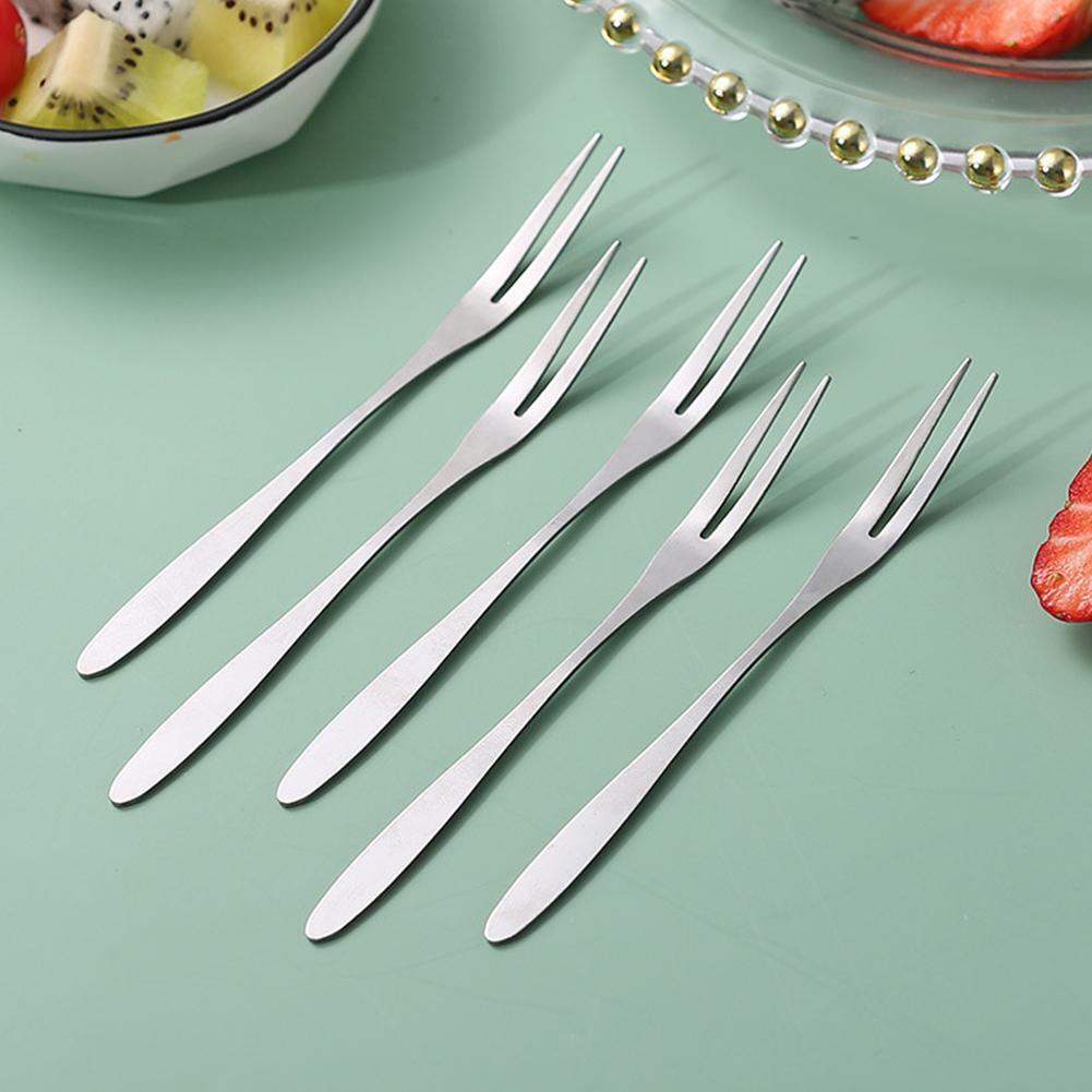 10Pcs Stainless Steel Fruit Fork Dessert Cake Salad Fork Tableware Kitchen'