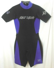 Heat Wave Wetsuit Spring Shorty 9/10 Black Purple Women s 2/1.5mm VGUC