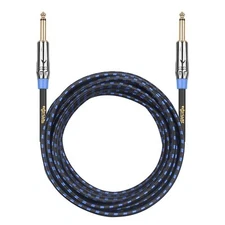 Clef Audio Labs Instrument Guitar Cable, 15ft - 1PK,  Blue Braided Jacket