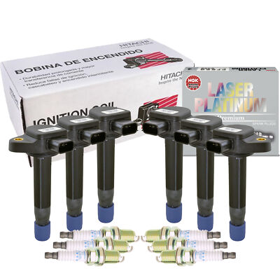 Hitachi 6 Ignition Coils NGK 6 Laser Platinum Spark Plugs Kit For Odyssey J35A4
