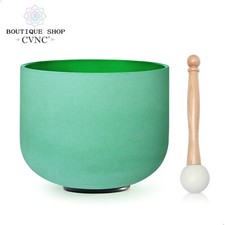 CVNC 432Hz 8"F Heart Chakra Color Quartz Crystal Singing Bowl Sound Heal Reiki