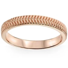 14K Rose Gold Hand Carved Wedding Band