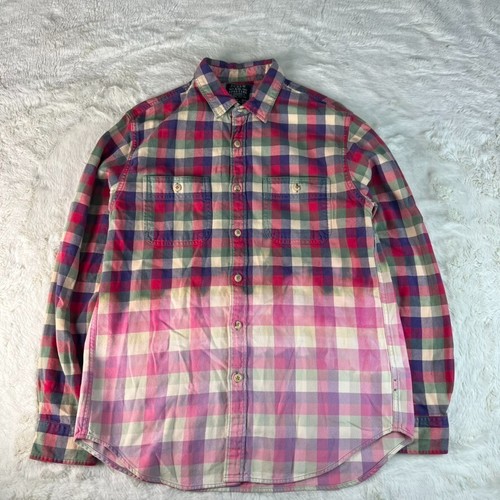J Crew Trade & Sporting Goods Mens M Multicolor Faded Flannel Shirt Bleached
