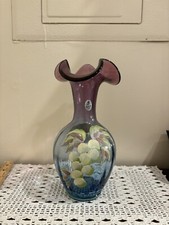 Fenton Mulberry Hand Painted Vase Limited Edition