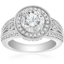 Certified 2 3/4 Ct Lab Grown Diamond Engagement Ring 2ct Center 14k White Gold
