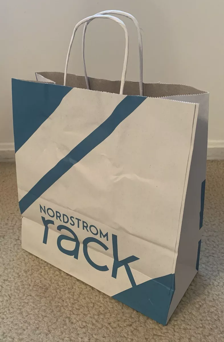 NORDSTROM rack paper gift shopping bag blue & white approximately  10.5x9.5x4”