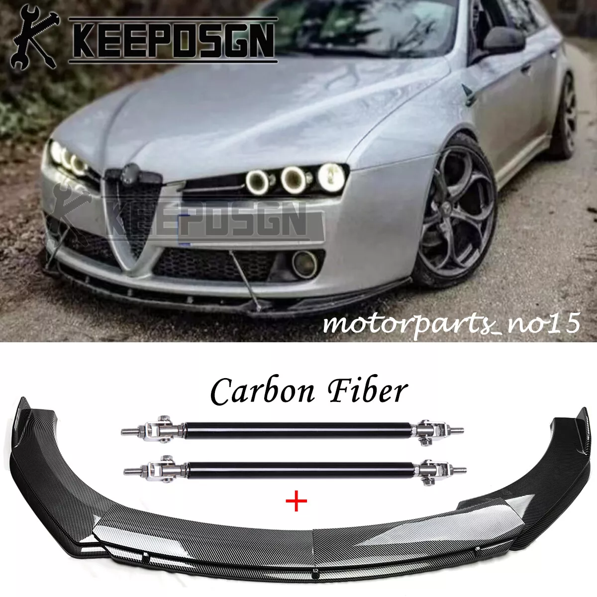 For Alfa Romeo Giulia Giulietta 159 CARBON Front Bumper Lip Splitter Wide  Body