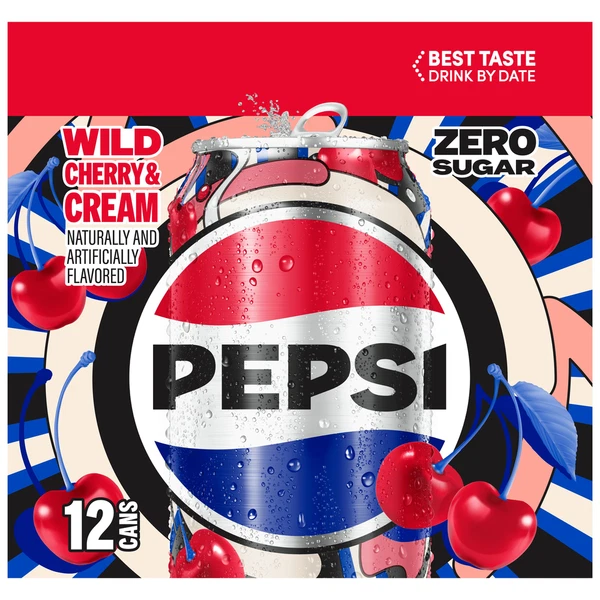 Pepsi Zero Sugar Soda Wild Cherry & Cream 12 fl oz, 24 latas ¡¡ENVÍO DE UN DÍA!!! Foto 2 de 4