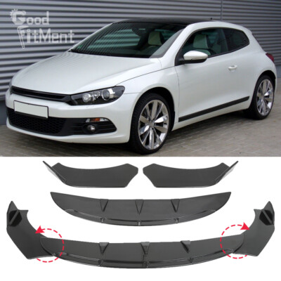 Gloss Black Front Bumper Protector Lip Spoiler Splitter Kit For VW Scirocco III