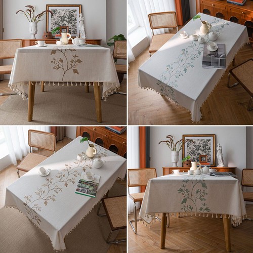 Vintage Tassel Tablecloth Embroidery Table Cloth Cover Dining Kitchen Home Decor - Picture 10 of 30