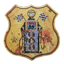 PLAQUE DECORATIVE US ROUTE 66 - POMPE A ESSENCE - DECO USA / BIKER / VINTAGE