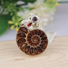 Ammonite Fossil Gemstone Ring Beach Jewelry 925 Sterling Silver Summer Ring