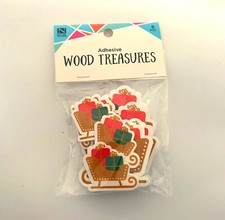 Christmas Sleighs, Adhesive Wood Treasures By Nicole Crafts 8 Pieces