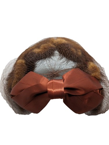 Vintage 1940s Mink Fur Fascinator Big Bow Hat With Netting  display picture 1
