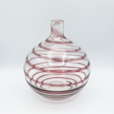 Vintage Woolworths Mauve Purple Swirl Art Glass Vase Hand Made Round Sphere