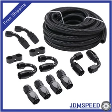 AN6-6AN 3/8 Fitting Stainless Steel Nylon Braided Oil Fuel Hose Line Kit 20FT