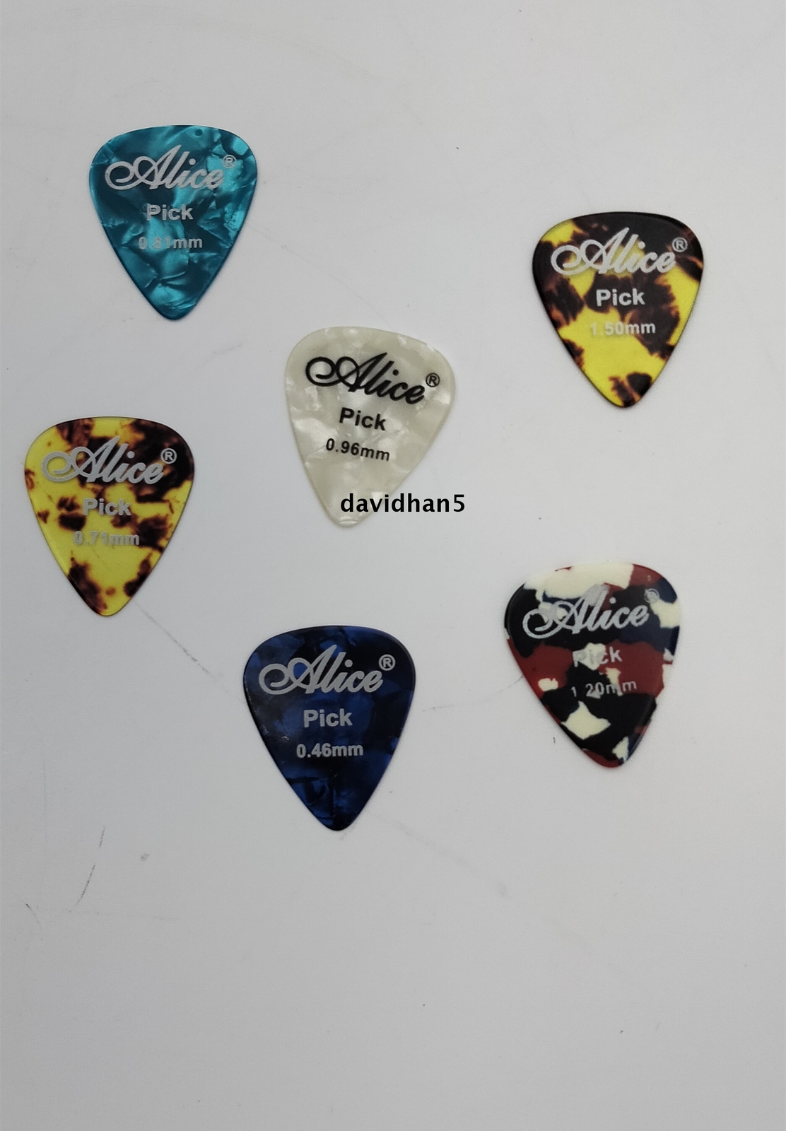 Alice Guitar Picks 6PCS Acoustic Electric Plectrums Assorted Thin 0.58mm-1.50mm