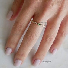 Marquise Cut Tsavorite Garnet  Natural Diamond Wedding Ring In 14k Yellow Gold