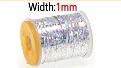 *** SPULE 1 MM BREIT - MEDIUM HOLOGRAFISCHES ODER PERLENMYLARLAMETTA - FLIEGENBINDEN ***
