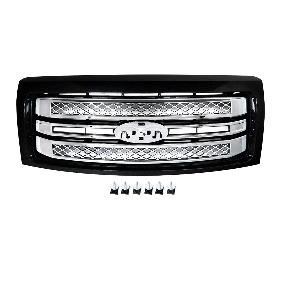 New Tuxedo Black Front Bumper Grille For 2009-2013 2014 Ford F-150 F150 Platinum Foto 3 de 4