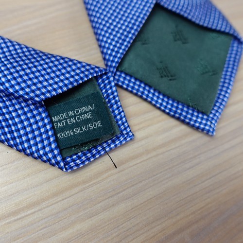 Lauren Ralph Lauren RLL Neck Tie Mens Blue Solid Check Silk Wedding Formal Party - Picture 7 of 10