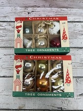 VTG Fantasia Brand Multicolor Glass Round Christmas Ornament Lot W/ Original Box