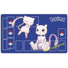 Mew Mewtwo Pokemon Playmat With Zones Trading Card Game Play Mat 24 14" jj43