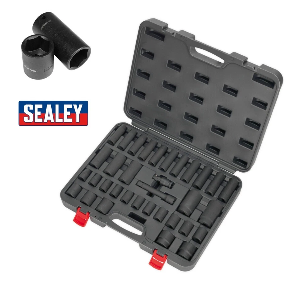 Sealey Socket Set 34pc 1/2" Square Drive Impact Wrench Metric 10-32mm AK5634M - Image 2 of 3