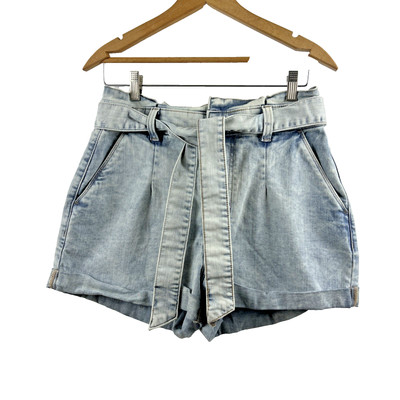 Express Denim Shorts Womens 10 Paperbag Acid Wash Shortie Super High Rise