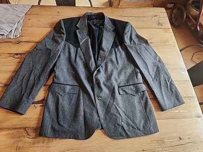 Circle S  Dallas Western Style Blazer Jacket 44L  Grey Black Men's Made In USA