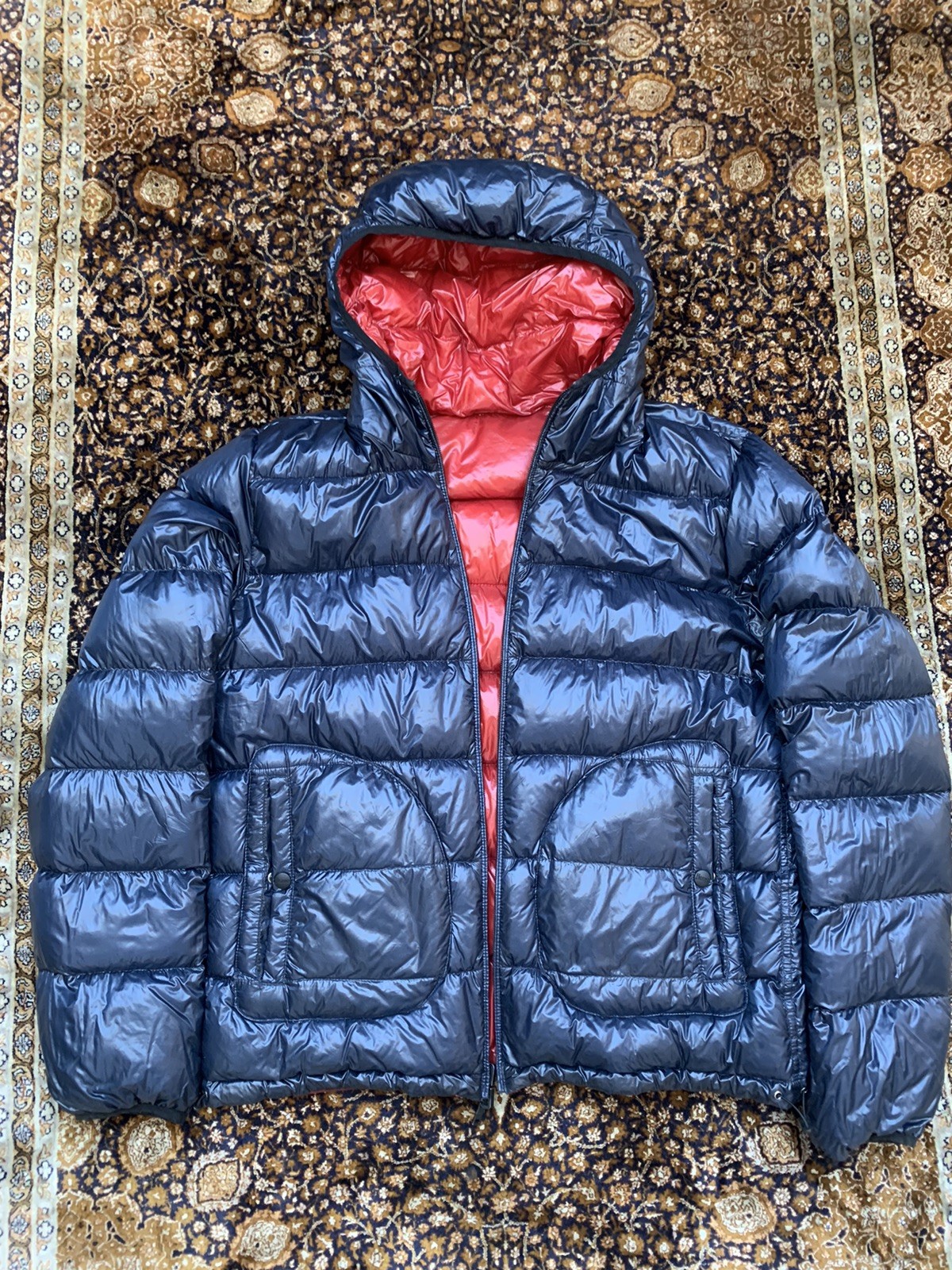 Herno Down Jacket Hooded Full Zip Reversible Navy… - image 1