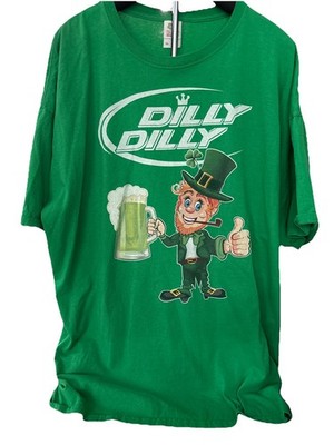 Dilly Dilly Leprechaun Holding Green Beer Men s Green Tshirt Size 3XL Cotton