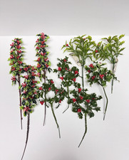 Lot Of 9 Vtg Plastic Holly Berry Floral Decoration Picks Hong Kong Crafting
