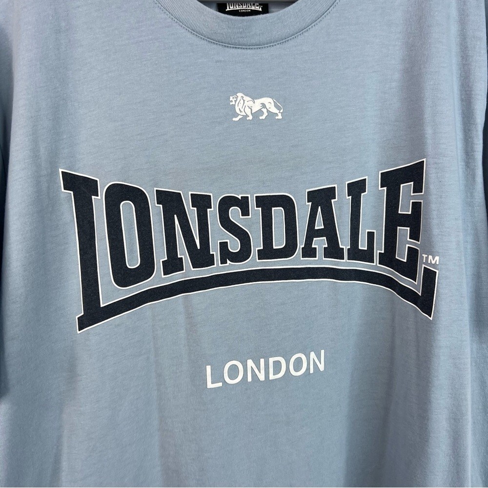 Lonsdale London tshirt top graphic navy white Men's Gray Short Sleeve Tee image 3