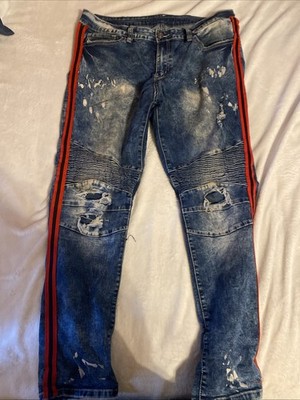 Rue21 Men's Premium Jeans Size 36x32, Skinny Fit, Supreme Flex, Distressed Denim