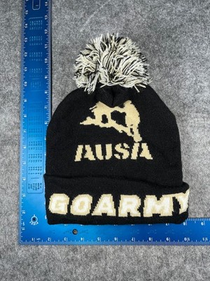 Ausa GoArmy Beat Navy Beanie Toque Adult One Size Black Knit 100% Acrylic Pom