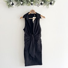 Choosy black deep V-neck sleeveless gathered waist shirt Dress New Size 0