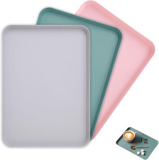 3 Stück Serviertablett, Kunststoff Tablett Klein, Rechteckig Tablett Tray, rutsc